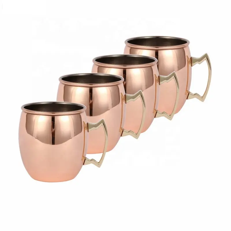 NICKEL POLISHED COPPER BEER MUGS-18 OZ..