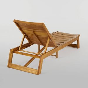 Chaise longue en bois moderne style patio avec table basse ensemble de mobilier d'extérieur côté piscine pour hôtel villa cottage vente en gros - Product Image 2