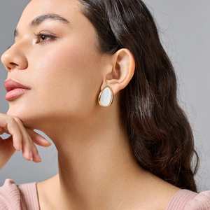 Trendy Religious Stud Earrings 193090 Water Drop Shape Bezel Setting with Copper Zinc Alloy Alloy Main Material for Parties - Product Image 2