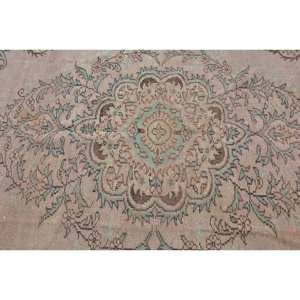 Tapis Turc Vintage Traditionnel Beige Bleu 5.3 X 9.7ft Fait Main Laine Patchwork Design Abstrait Rectangle Motif Peluche Latex - Product Image 5