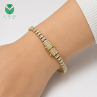 Bracelet tennis classique de luxe en or jaune 14K 18K avec diamants de laboratoire taille ronde 3 carats VS certifiés IGI, bijoux unisexe