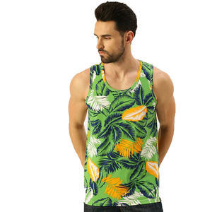 Camiseta sin mangas de verano para hombre, chaleco con estampado de hojas tropicales, ropa de playa informal ligera, camiseta sin mangas con estampado de hojas personalizado para hombre - Product Image 4