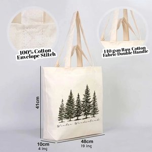 Bolsa de Compras de Algodón Reciclable, Personalizable con Diseño Festivo, 19 x 16 x 4 Pulgadas (48 x 41 x 10 cm) - Product Image 2