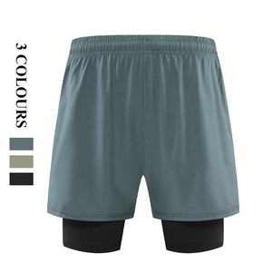 Shorts de sport pour hommes, style streetwear, logo personnalisé, motif uni, tissu non tissé, service OEM, extensible, poches d'entraînement, équipes - Product Image 2