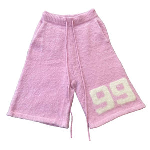 Shorts de Punto de Alta Calidad con Cordón Ajustable, Cintura Media, Corte Holgado, Estilo Urbano, Acogedores, Ecológicos, de Pelo Sintético - Product Image 1