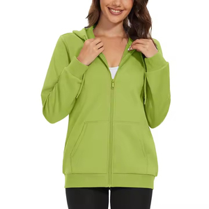 Sweat à capuche à col roulé zippé pour femme, personnalisé, en polaire, à manches longues, respirant, anti-rétrécissement, style urbain d'hiver, doublé de badges - Product Image 4