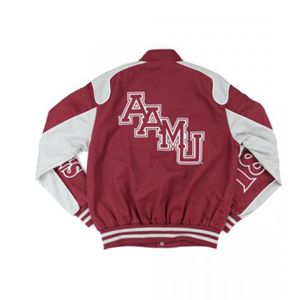 Alabama A & M เสื้อแจ็กเก็ตมหาวิทยาลัยสำหรับผู้ชายเสื้อแจ็กเก็ตมหาวิทยาลัยเนื้อแกะคุณภาพสูงสำหรับฤดูหนาว - Product Image 2