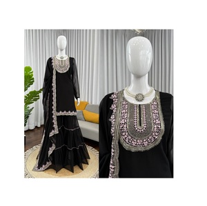 Vêtements indiens et pakistanais, costume Sharara en faux georgette pour les festivals et les soirées, costumes Sharara de créateur - Product Image 1