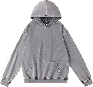 Sweat à capuche surdimensionné lavé à l'acide pour femmes Streetwear pull décontracté à capuche coton lourd coupe ample Vintage sweat - Product Image 5