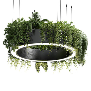 Lampada a Sospensione LED con Piante Verdi, Profilo in Alluminio, Telecomando, Lampadario per Ufficio, Palestra, Bar, Negozio - Product Image 5