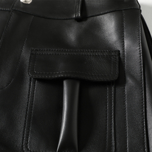 Pantalones cortos de piel auténtica de verano personalizados pantalones cortos de piel de cintura alta informales para mujer personalizados pantalones cortos de mujer hechos a medida - Product Image 4