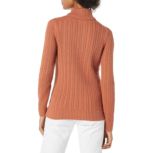 Pull à col roulé à manches longues pour femmes de haute qualité 100% coton respirant léger câble Design avant pour l'hiver - Product Image 2