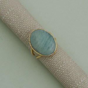 Amazonite Forme Ovale Bague de Collecte Double Bande Pierre Précieuse Bague Réglable Pierre Bijoux Elégants Bagues Pierre Verte Bague Minimaliste - Product Image 3