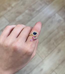 แหวนแซฟไฟร์สีทอง14K ลายใบไม้หรูหราแหวนพลอยแซฟไฟร์สีทอง14K แหวนทอง14K แหวนแต่งงานทอง14K ของขวัญตามสัญญา - Product Image 5