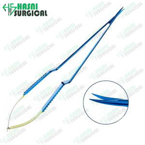 Micro Tijeras de Mango Plano, Hojas de 11 mm, Acero Inoxidable, Instrumentos de Neurocirugía, Certificación CE ISO, Recubrimiento Azul Dorado, Juego de 2 Piezas - Product Image 5