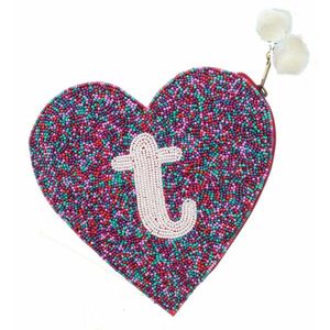 <b>Heart</b> <b>Shaped</b> XOXO Handmade Festival Beaded Embroidery Small Wallet <b>Bag</b> Stylish Fancy Beautiful Unique New Design Top From India - Product Image 4