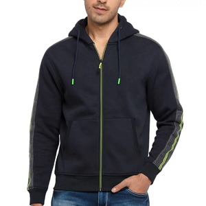 Sweat à capuche décontracté pour homme, fermeture éclair, en molleton de coton, pull-over doux et chaud, coupe ample, streetwear, fermeture éclair intégrale, logo personnalisé, OEM ODM, marque privée, en gros - Product Image 1