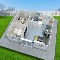 Maison préfabriquée personnalisable à double aile pliable, étanche et écologique, en panneaux sandwich EPS, structure en acier, 1 à 4 chambres, conteneur modulaire