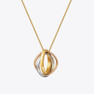 Lo último en joyería de acero inoxidable chapada en oro de 18 quilates, mezcla hueca geométrica, colgante cuadrado de tres colores, collar Punk impermeable P243470 - Product Image 2