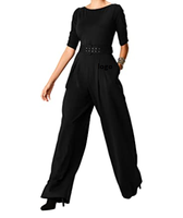Combinaison Palazzo en Maille Polyester Spandex à Ceinture, Très Vendue - Encolure et Longueur de Manches Personnalisables, Lavage en Machine, Broderie Vintage