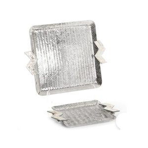Decoración hecha a mano de alta calidad para decoración de restaurante de Hotel, bandeja para servir alimentos, bandeja para servir alimentos con acabado plateado - Product Image 1