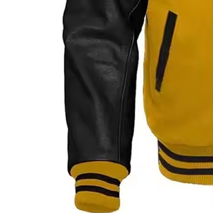 Veste de baseball pour homme de haute qualité, respirante et écologique, 100% coton, manches en cuir, taille personnalisée, vêtements d'automne - Product Image 3