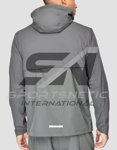 Hot Selling High Quality Lightweight Breathable Regular Fit Casual Sport Windbreaker Tracksuit 100% Nylon Stand Hood <b>Reflective</b> - Product Image 4