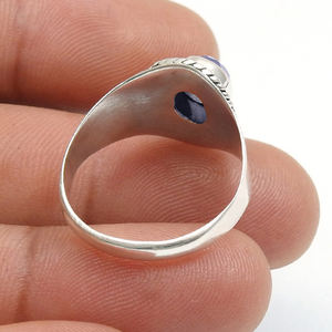 Lujo hecho a mano sólido 925 plata esterlina 100% forma ovalada Natural Iolita piedras preciosas declaración anillos joyería fina para ella al por mayor - Product Image 3