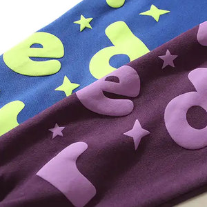 Venta al por mayor de ropa deportiva con logotipo personalizado KY Puff estampado informal con cordón entrenamiento algodón mezclado Puff impreso sudaderas con capucha para hombres - Product Image 5