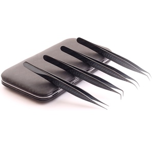 3 4 and 6 Pieces Magnetic Case for Eyelash Extension Tweezers Stainless Steel <b>Individual</b> <b>Lash</b> Tweezers With Storage Case - Product Image 2
