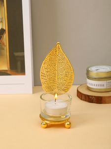 Soporte de vela con diseño de hojas, soporte de luz de té para el hogar, soporte de vela para Diwali, soporte de iluminación, eventos, candelabro decorativo Diwali - Product Image 2