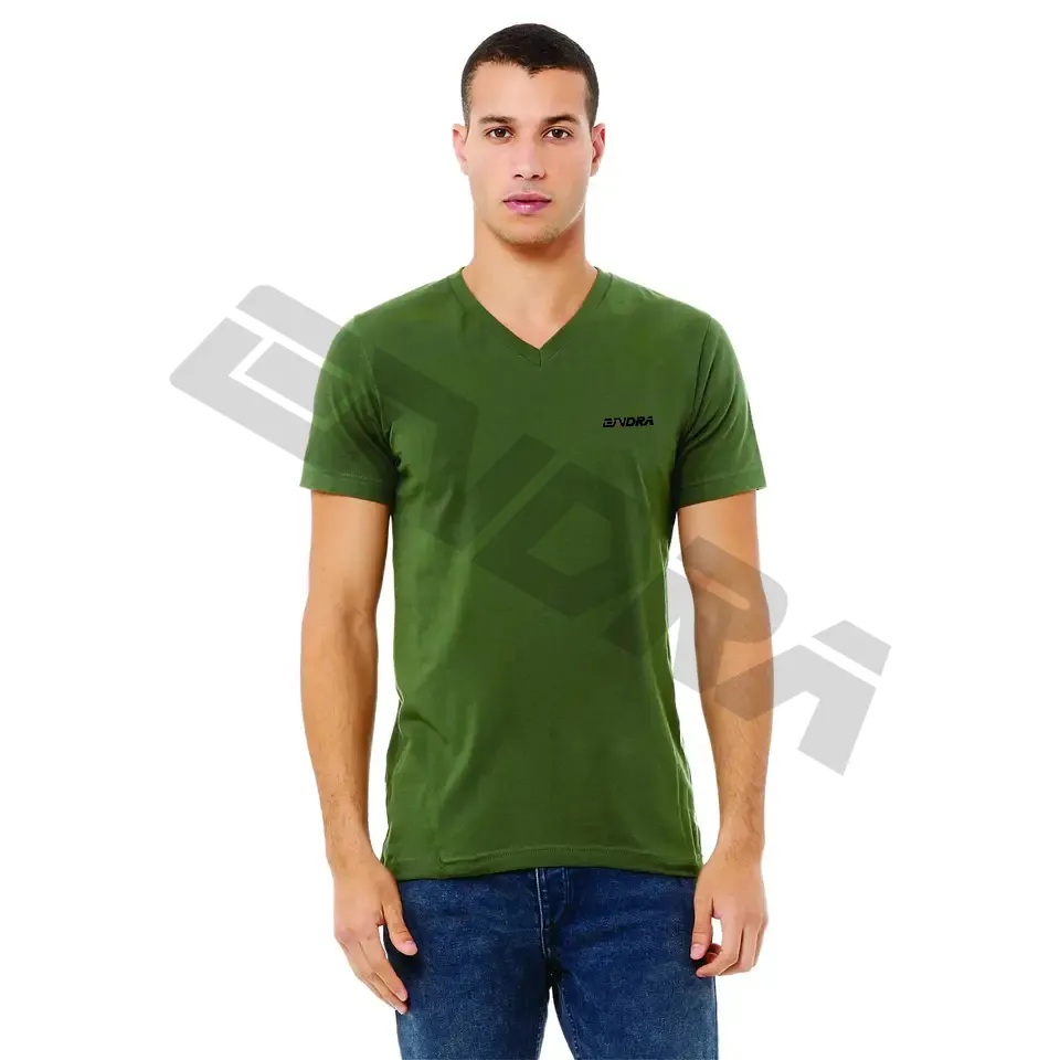 Özel tasarım kısa kollu T Shirt son moda V boyun kazak T Shirt rahat yüceltilmiş T Shirt erkekler için
