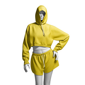 Ensemble de survêtement pour femme, tendance hivernale, 2 pièces, sweat-shirt court et short, couleurs et tailles personnalisées disponibles avec impression personnalisée - Product Image 1