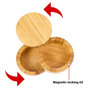 Vente en gros Boîte de rangement ronde en bois à 2 niveaux pour pots à thé, épices, sel et poivre par Crescent Crafts - Product Image 2