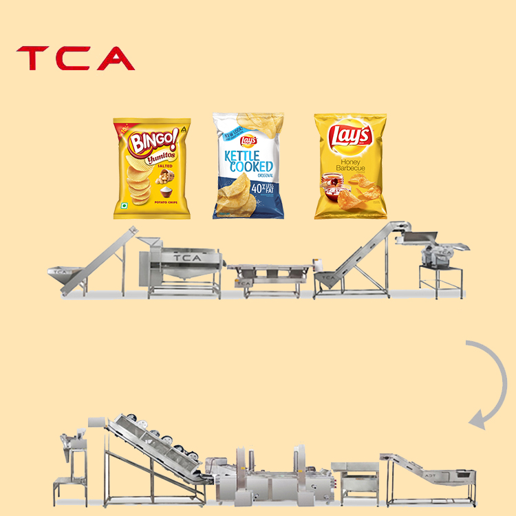 Línea de producción de patatas fritas totalmente automática/máquina industrial para hacer patatas fritas/máquina de aperitivos de patatas fritas