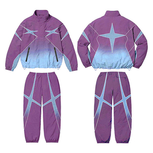 Wholesale Custom Track Suit for Men's Men Zip up Polyester 2 Piece Set Windbreaker Stacked Pants and Sweatshirt Nylon Tracksuit - Product Image 6