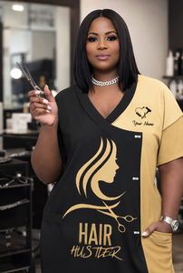 ชุดช่างตัดผมหญิง ดีไซน์ทันสมัย ผลิตตามสั่ง MOQ ต่ำ ผลิตจากใยนม ชุดยูนิฟอร์มร้านเสริมสวย พร้อมโลโก้สั่งทำ สำหรับชุดตัดผม - Product Image 6