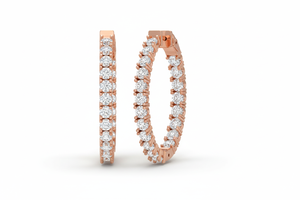 <b>Gold</b> Set Inside-Outside Diamond <b>Hoop</b> <b>Earring</b> For Women - Product Image 4