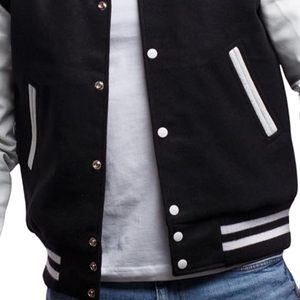 Chaqueta universitaria para hombre mangas de cuero y lana estilo bombardero clásico para ropa informal y chaqueta de moda universitaria para hombre informal de ganchillo - Product Image 2