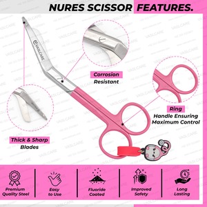 Tijeras de Enfermera con Llavero de Estetoscopio, Punta Roma y Hoja Afilada, Mango de Color Rosa Hermoso, Ideal para Enfermeras - Product Image 2