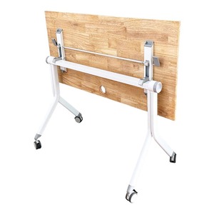 Cady HBMS010 Folding <b>Table</b> Natural Wood <b>with</b> Iron <b>Legs</b> Portable and Easy to Assemble - Product Image 5