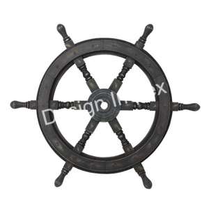 Articles de décoration murale de roue de bateau en bois poli avec logo personnalisé artisanat de roue de bateau nautique à bas prix pour la décoration de la maison en gros - Product Image 4