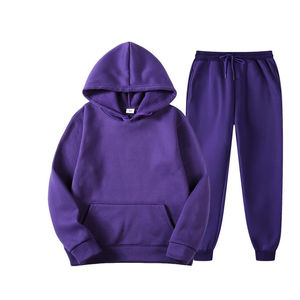 Ensemble deux pièces en polaire pour hommes, haut à capuche et pantalon évasé empilés, tenue de rue chaude d'hiver, tenue décontractée et confortable - Product Image 5