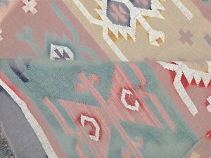 Alfombra Kilim Hecha a Mano con Patrón Geométrico, Tejido Plano de Lana y Acrílico, Rectangular, Reversible, para Sala de Estar, con Base de Yute - Product Image 2