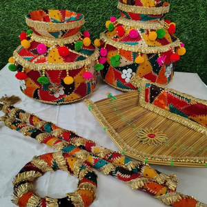 Set Phulkari Jaggo con Danda, Chaj e Binnus - Essenziali per Matrimoni Punjabi Sikh, Sangeet, Maiyan, Haldi, Feste Femminili e <span class=keywords><strong>Bhangra</strong></span> - Product Image 1