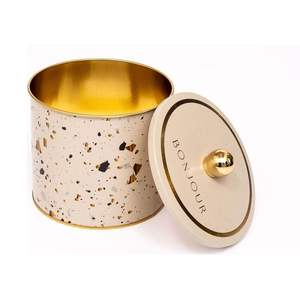 1.7L Terrazzo Cream กระปุกโลหะทรงกลมขนาด140x125มม. มือจับลูกบิดกระป๋องโลหะ Ø140x125mm - Product Image 2