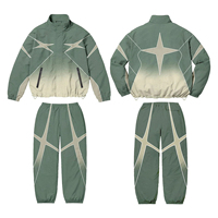 Ensemble de survêtement coupe-vent personnalisé avec logo imprimé, veste zippée pour homme, coton lourd, coupe régulière, coupe-vent, respirant