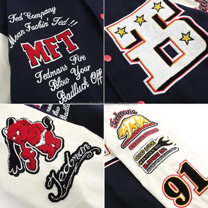 High Quality Custom Logo Embroidery Design Canvas Stand Collar Men's Varsity <b>Baseball</b> <b>Bomber</b> <b>Jacket</b> Button Closure OEM - Product Image 3