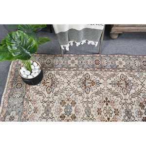 Alfombra turca Vintage clásica Beige gris 5,2x8,9 pies lana Jacquard tejido plano respaldo de látex para pasillo adolescente diseño de retazos - Product Image 2