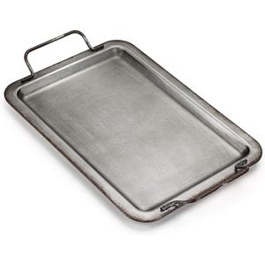 Élégant plateau de service en métal au design martelé marron antique durable pour servir des boissons, des collations, un décor élégant pour la maison - Product Image 3